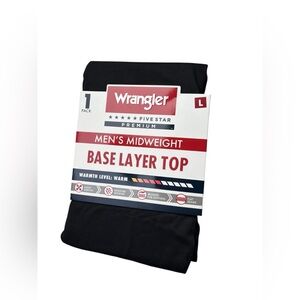 Wrangler Five Star Premium Mens Midweight Base Layer Top L Black